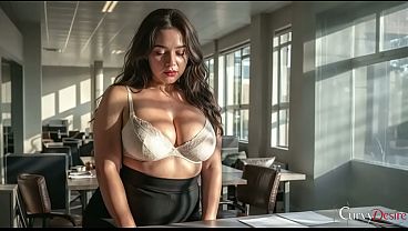 My hot and curvy boss hiked up her skirt and ordered me to fuck her or else she d fire me