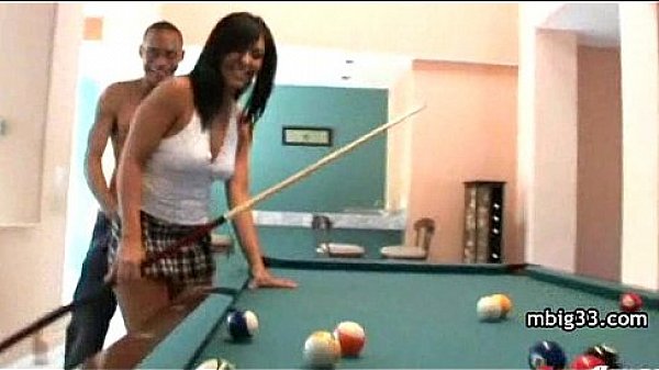 Oiled up hottie fucks a big black cock 