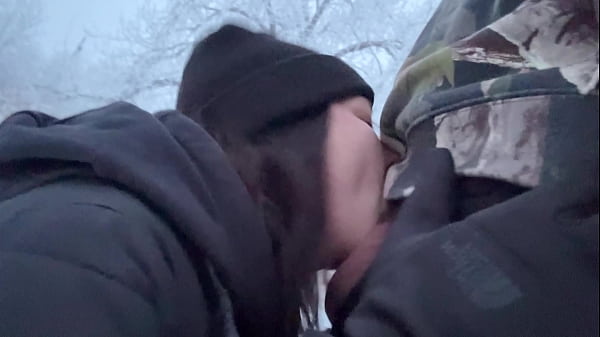 Country milf almost caught fucking in the snow 