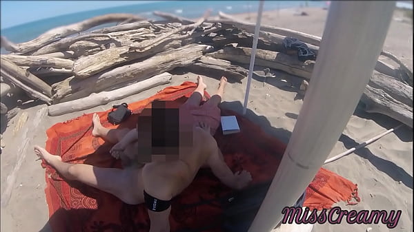 Voyeur Watching Us While My Hot Teacher Masturbating And Cumshot Cock In Nudist Beach Public - Risky Public Sex - Caught Handjob By Stranger - Misscreamy thumbnail