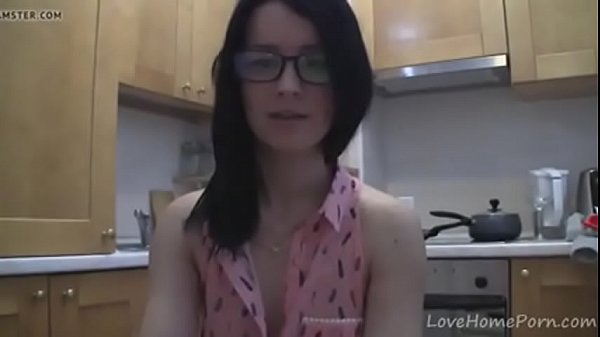 splendid teen withglasseschatting in thekitchen
