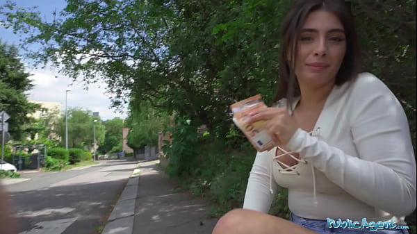 Public Agent Tru Kait riding a big dick deepinside her wet pussyoutdoors in public