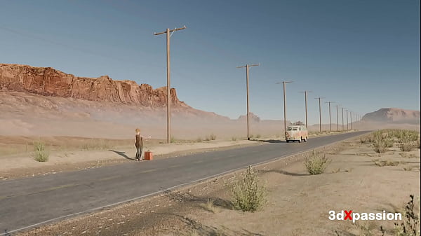 Psychedelic roadside sex vibes in a painted van sloppy blowjob reverse cowgirl missipnary & cumshot