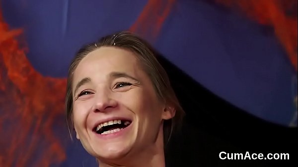 Sexy_bombshell gets jizz loadon her_face gulping allthe jizz