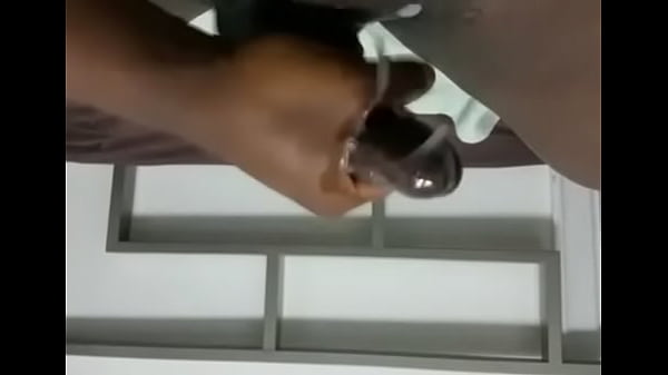 Solo ebony cum in his hands 