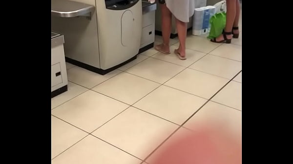 Blonde wearing thong in shop