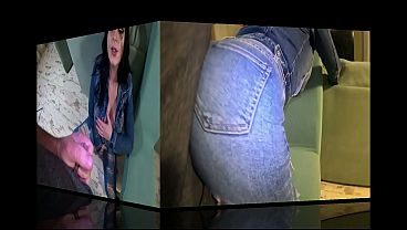 Hardcore tease & double cum on my ripped jeans and open denim jacket
