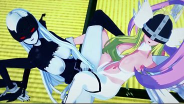 Angewomon and Ladydevimon Lesbians Girls Play With Their Hot Body