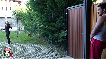 Passionate stepsis polly yangs caught yoga leads to risky garden sex