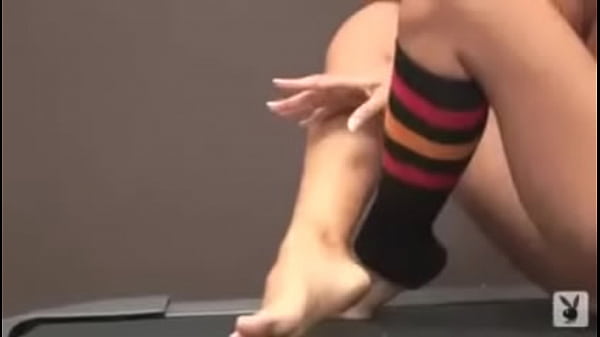 Brunette working out while naked
