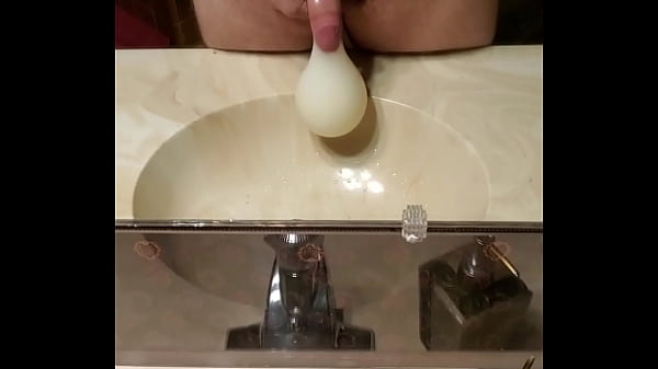 Rubber filled to the brim with cum by 21 year old virgin 