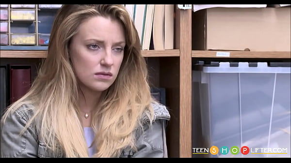 Blonde teen girl caught shoplifting and by officer