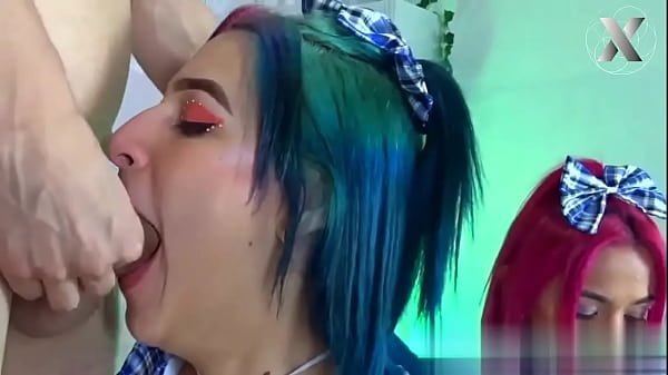 Jazmine, Candy & Zarina Eat This Lucky Guy Who Fucks Their Throats. thumbnail