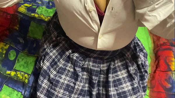 Young couple fool around after the classes