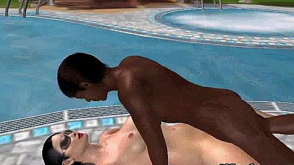 This sexy 3D babe gets fucked by two black cocks 