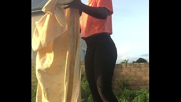 Crazybitch_enjoys folding her clothes afterdrying_washed clothes