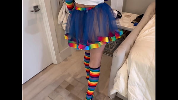 Halloween Trick-or-Treat Bad Bunny Gets Candy Cum and Squirts on His Cock 