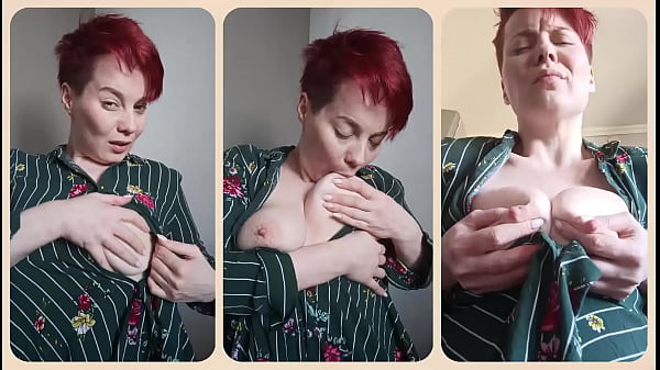 Mature milf plays with her nipples and big tits