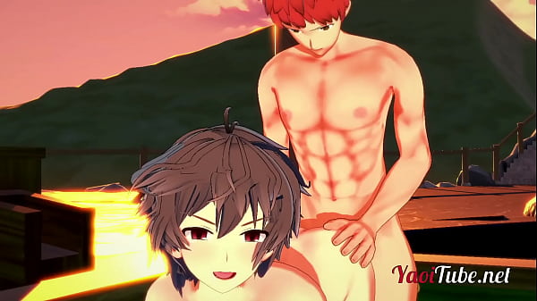 Fate Yaoi - Shirou & Sieg Hard Sex in a Onsen 2/2 