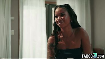 Naughty black hottie taking care of her stepfathers saturated balls 