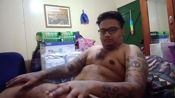 Vaibhav Jerks_Off CumsIn His_Blue Cock Case Undies Whilst Laying On His Bed