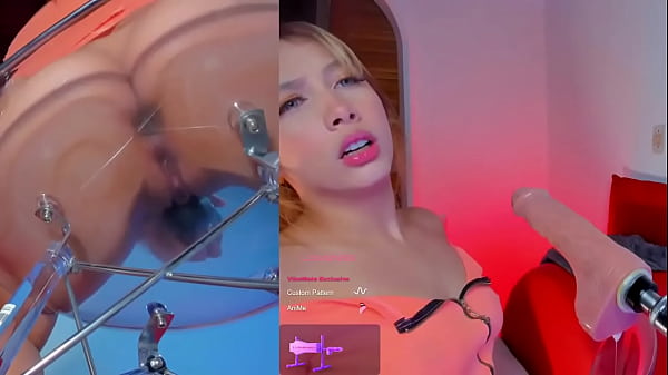 This girl enjoys the machine sucking gently and with the vibrator in her pussy