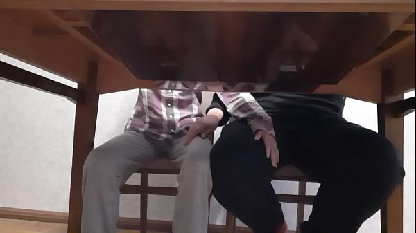 Mutual lesbian masturbation under the table in college class