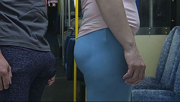 Pervert Stranger Touch Her Ass Inside Bus and Ejaculate Using Girl'_s Hand