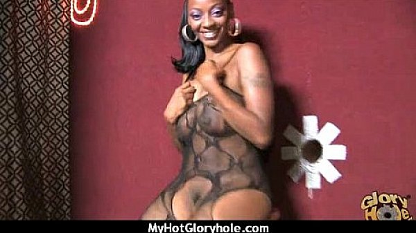 Ebony teen shows off her blowjob skills at gloryhole 22 