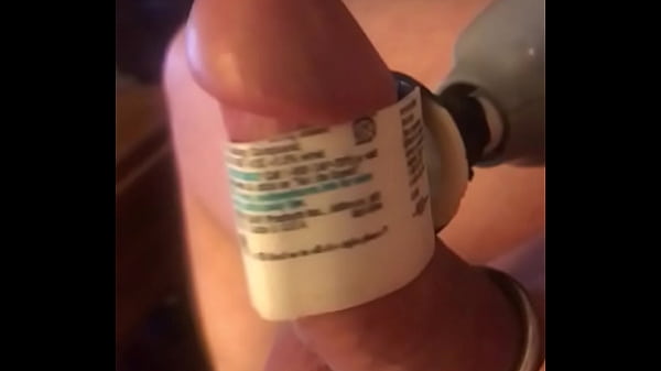 Bound cock cumming with toy