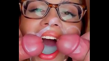 Big tits babe swallows multiple cum loads