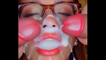 Big tits babe swallows multiple cum loads