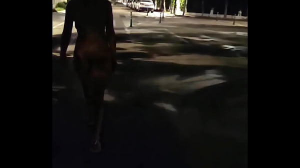 Naked blonde walking down the street