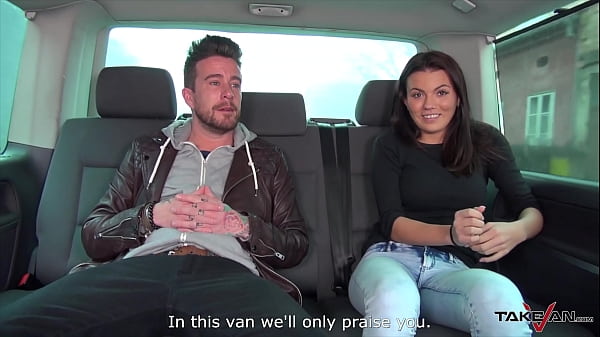 Horny fun in van starting like threesome finishing as group sex facial cum