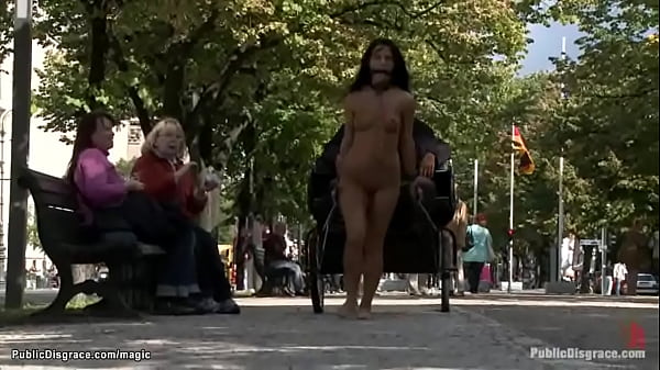 Naked Eurobabe pulling chariot