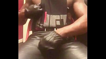 Black Dad Leather Jeans & Gloves Bbc Rubbing To Ejaculation thumbnail