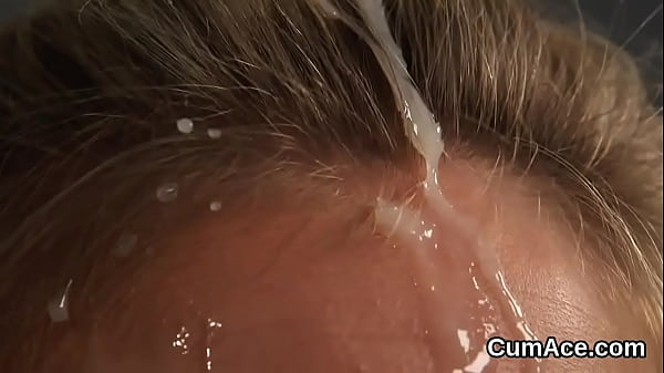 Kinky bombshell gets cum loadon her face sucking_all the sperm