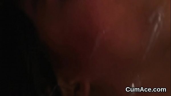 Hot honey gets sperm shot on her face gulping_all the_sperm