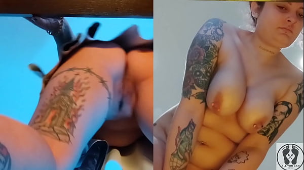 Split screen double rebeca addams boobs bouncing