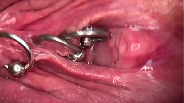 Really close up macro my pierced clit and pussy until get very wet and pee go to inside my pussy 