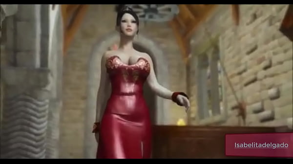 Introducci&oacute;n de tetona caminando sensualmente en un castillo 