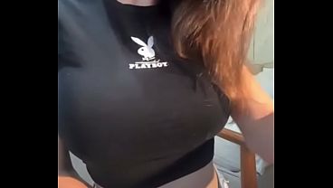 Shaved pussy of a big-boobed wife 