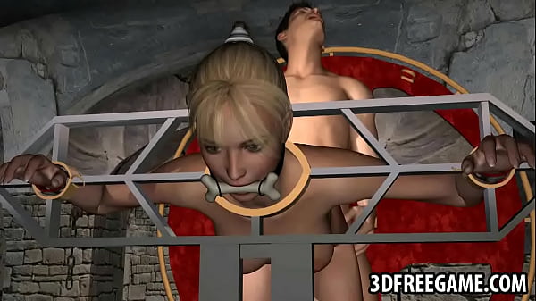 Restrained3D cartoon blonde babe_gets fucked hard