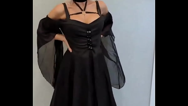 Showing off my new vampire fangs & vampire costume 