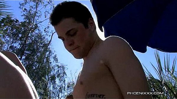 Athletic young men banging outdoors 