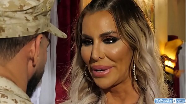 Tranny Marissa Minx welcomes her soldier husband by deepthroating his big cock.He gives her a bj as the shemale facefucks him.Then he barebacks her 