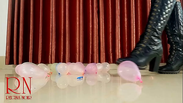 Small balloons pop with high heels boots full 