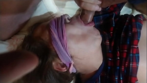 Our passes his huge cock_through my wife's mouth and face while he rests, great cumshot