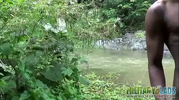 Sexy private flashes his butt in the sun 