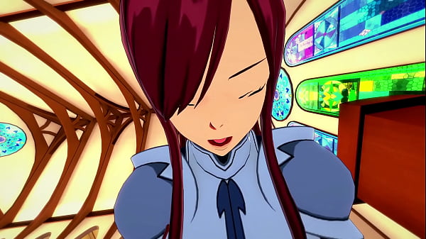 Erza scarlet rides cock in the church and gets fucked hard fairy tail hentai 